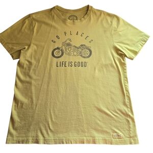 Life Is Good Men's Yellow Motorcycle Tee